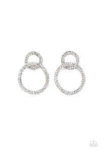 Intensely Icy - White Rhinestones Post Earrings