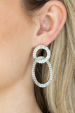 Intensely Icy - White Rhinestones Post Earrings