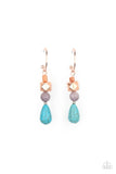 Boulevard Stroll - Multi - Copper Stone Beads Dainty Silver Hoop Earrings