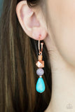 Boulevard Stroll - Multi - Copper Stone Beads Dainty Silver Hoop Earrings