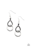 Red Carpet Couture - Black Rhinestones Silver Frames Fishhook Earrings