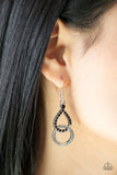 Red Carpet Couture - Black Rhinestones Silver Frames Fishhook Earrings