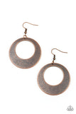 Outer Plains - Silver - Copper Round Frame Scratched Pattern Fishhook Earrings