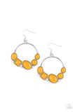 Beautifully Bubblicious - Multi - Purple - Yellow Beads Silver Hoop Fishhook Earrings