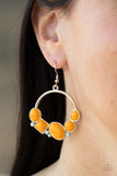 Beautifully Bubblicious - Multi - Purple - Yellow Beads Silver Hoop Fishhook Earrings