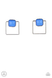 Flair and Square - Blue Square Bead Double-Sided Post Earrings