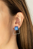 Flair and Square - Blue Square Bead Double-Sided Post Earrings