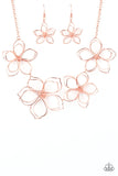 Flower Garden Fashionista - Copper Wire Twists Oversized Blossoms Short Neclace