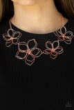 Flower Garden Fashionista - Copper Wire Twists Oversized Blossoms Short Neclace