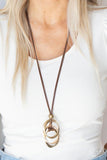 Harmonious Hardware - Black/Gunmetal - Brown - Brass Cording Long Necklace