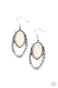 Pasture Paradise - Black - White Oval Stone Fishhook Earrings