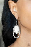 Pasture Paradise - Black - White Oval Stone Fishhook Earrings