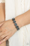 Colorfully Celestial - Blue Rhinestones Embossed In Star Accents Stretchy Bracelet