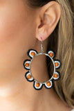 Groovy Gardens - Yellow - Brown Stone Beads, Multi Seed Beads Silver Hoop Fishhook Earrings