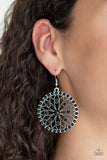 Merry Mandalas - Black Dainty Beads Silver Floral Mandala-Like Filigree Fishhook Earrings