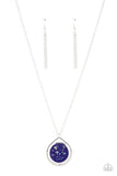 Pacific Periscope - Purple Frame Iridescent Shell-Like Speckles Long Necklace