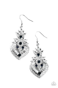 Royal Hustle - Blue - White Rhinestones Fishhook Earrings