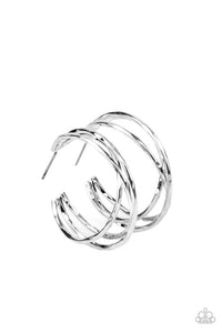 City Contour - Silver Bars Overlapping Hoop Earrings