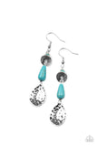 Artfully Artisan - White - Blue Stone Beads Silver Hammered Discs Fishhook Earrings