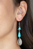 Artfully Artisan - White - Blue Stone Beads Silver Hammered Discs Fishhook Earrings