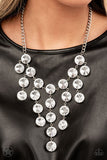 Spotlight Stunner - White Dramatically Oversized Rhinestones Short Necklace