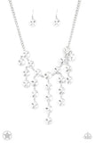 Spotlight Stunner - White Dramatically Oversized Rhinestones Short Necklace