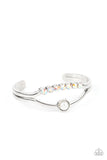 Palace Prize - Multi Iridescent Oil Spill Rhinestones Silver Cuff Bracelet