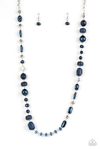 Juicy Gossip - Blue Crystal and Acrylic Beads Long Necklace