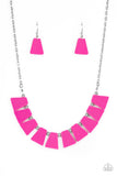 Vivaciously Versatile - Pink Acrylic Flared Frames Short Necklace