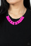 Vivaciously Versatile - Pink Acrylic Flared Frames Short Necklace