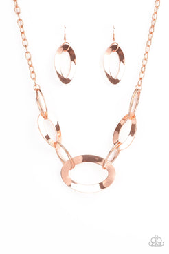 Metalhead Count - Copper Oval Rings Connect Short Necklace