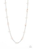 Keep Your Eye on The BALLROOM - Blue/White - Pink Pearls Long Necklace