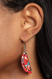 Flashdance Fashionista - Red Faux Stone Half-Moon Shape Fishhook earrings