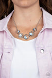 Big Night Out - White Rhinestones Opal Rhinestones Short Necklace