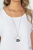 Authentic Attitude - Black Shiny Thread Silver Hoops Long Necklace