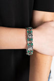 Definitely Diva - Green Teardrop and Round Rhinestones Stretchy Bracelet