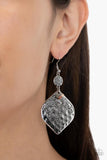 Tropical Terrace - Multi Stone Beads Silver Hammered Floral Teardrop Fishhook Earrings