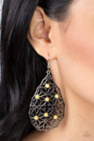 Delightfully Daisy - Yellow Beads Silver Filigree Teardrop Fishhook Earrings