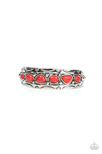 Saguaro Sultan - Red Stones Silver Studded Cuff Bracelet