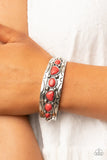 Saguaro Sultan - Red Stones Silver Studded Cuff Bracelet