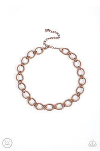 90's Nostalgia - Copper Shaped Circles Link Together Choker Necklace