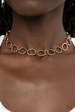 90's Nostalgia - Copper Shaped Circles Link Together Choker Necklace