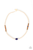 Positively Pacific - Blue Bead Knotted Twine-Like Cording Urban Short Necklace