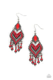 Dearly Debonair - Green - Red Dainty Seed Beads Heart shaped Frame Fishhook Earrings - Convention Release 2021