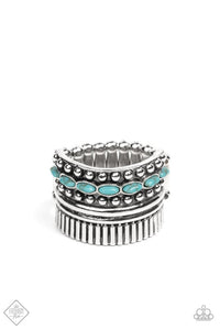 Local Flavor - Blue Dainty Stones Wide Band Ring Fashion Fix Ring