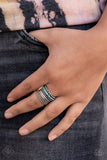 Local Flavor - Blue Dainty Stones Wide Band Ring Fashion Fix Ring