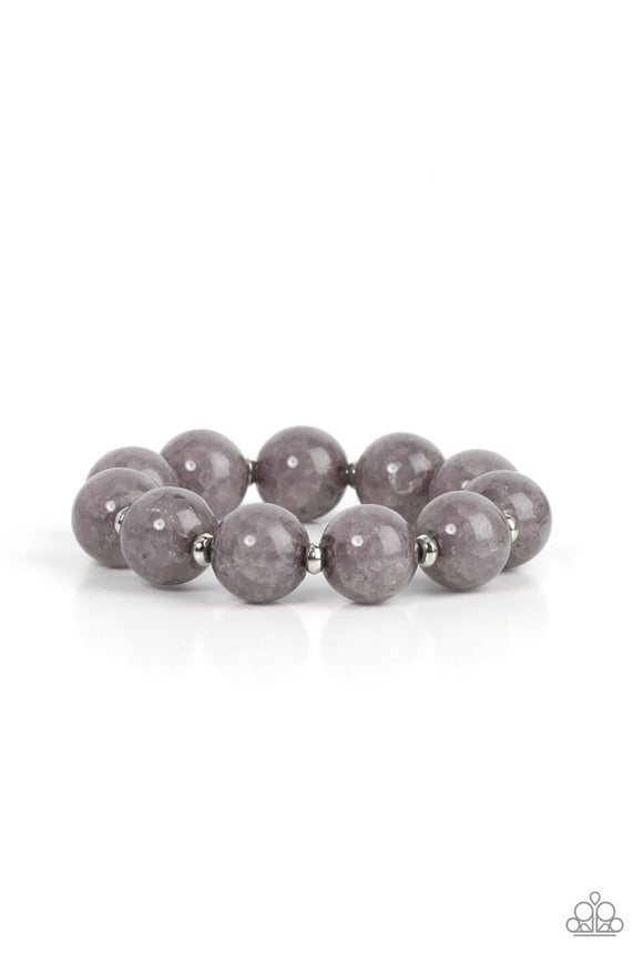 Arctic Affluence - Silver Glass-Like Beads Stretchy Bracelet