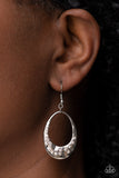 Classic Keepsake - White Rhinestones Silver Hammered Teardrop Fishhook Earrings