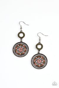 Meadow Mantra - Multi Beads Silver Disc Fishhook Earrings