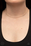 Mini MVP - Gold Chain White Crystal-Like Beads Choker Necklace